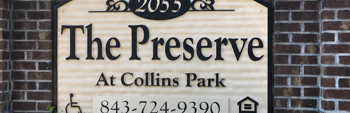 The Preserve at Collins Park signage