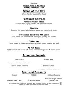 Sample Menu - Freedom Pointe at The Villages