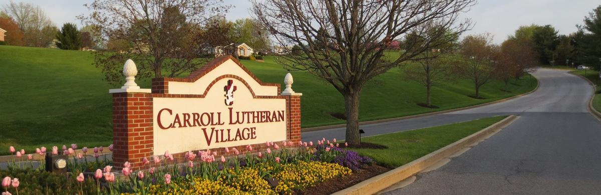 carroll lutheran village welcome sign