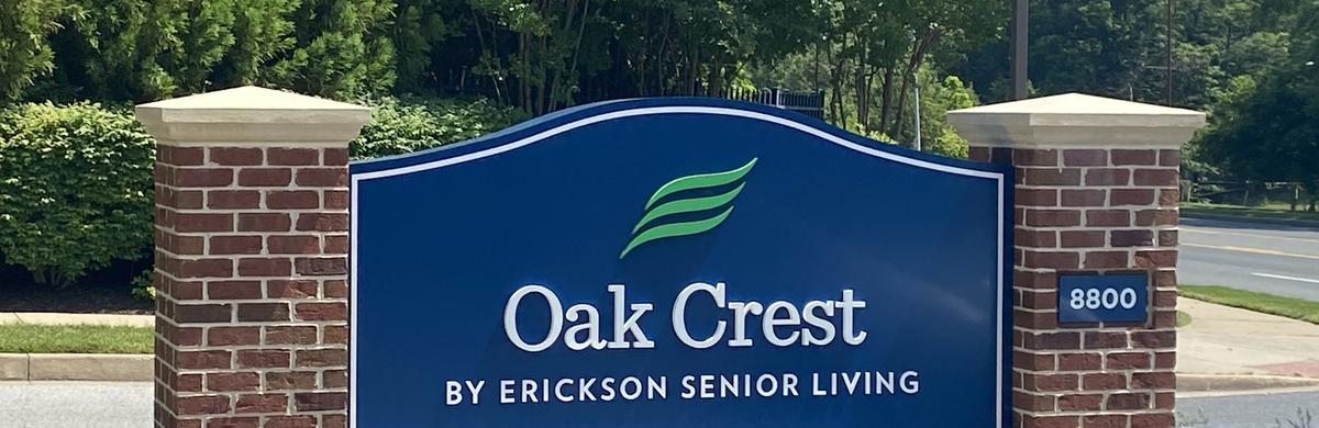 oak crest senior living sign