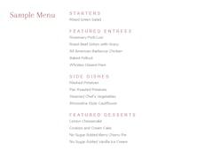 Sample Menu - The Courtyards at Mountain View